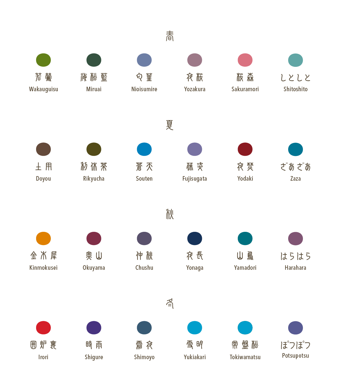 Ink color lineup SHIKIORI Official site